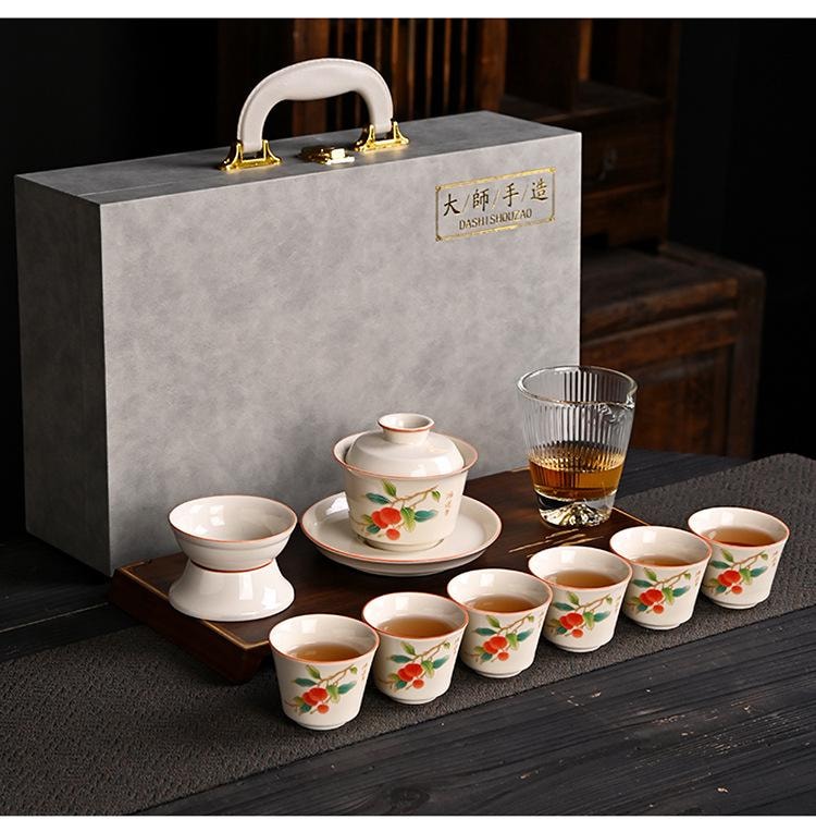 Ceramic Teacup Set with Handle Teapot 1 Set