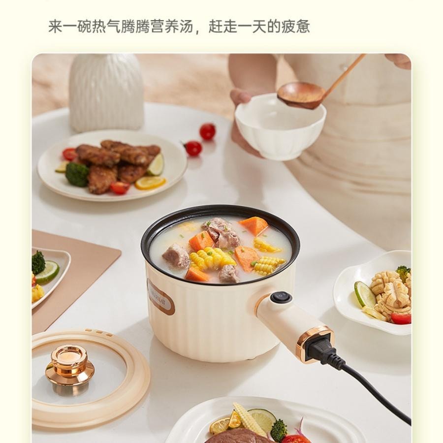多蒙 学生宿舍电煮锅一人食泡面锅小煮锅(香茶绿锅+蒸笼) 1 把