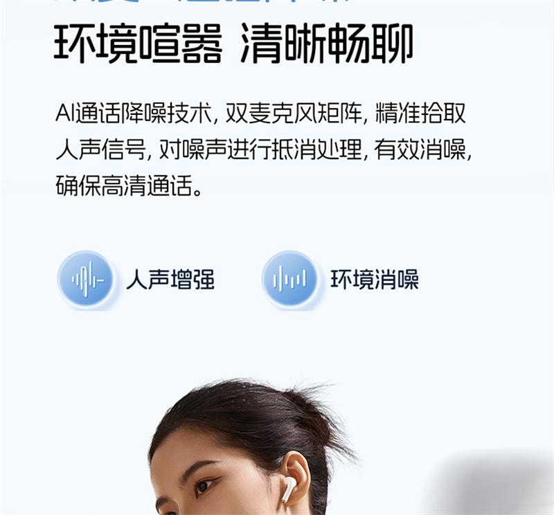 【中國直郵】 倍思 W04藍牙耳機無線半入耳通話降噪超長續航力 皓月白 1個