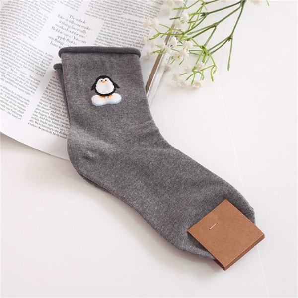 Cute Animals Pure Cotton Socks for Women Girls Penguin 1 Pair