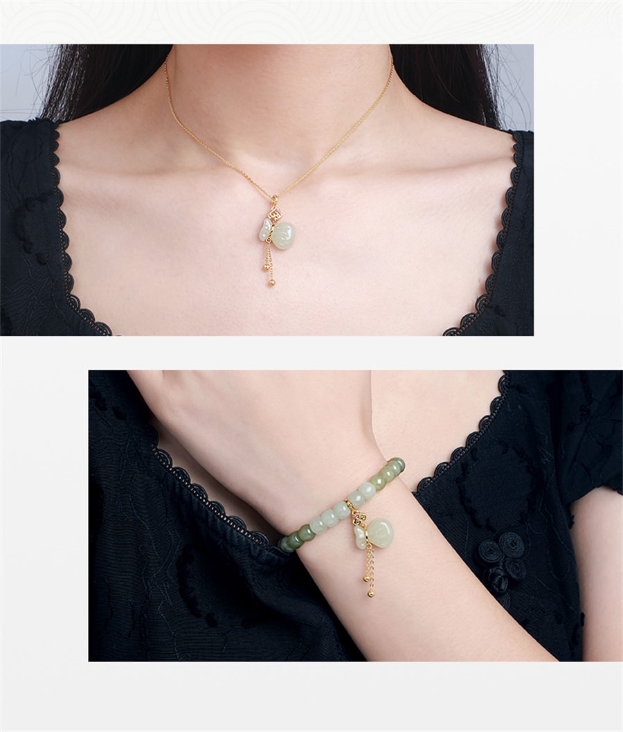 【中國直郵】 周大學生 和田玉十里青桃手串珠女國風小眾設計感純銀手鍊送女友生日禮物 一條裝