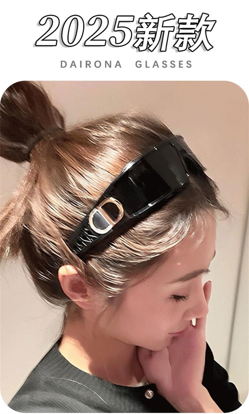 【中国直邮】 亲太太 发箍墨镜女款头箍发卡二合一防紫外线太阳眼镜 黑色框【防紫外线】1个装