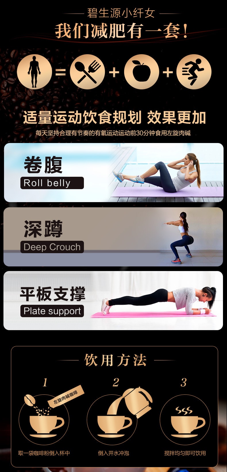 【中国直邮】碧生源   左旋肉碱减肥咖啡减肥餐   10袋