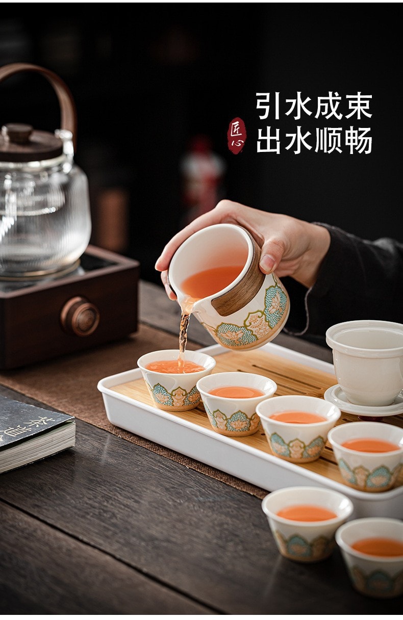 美国BECWARE 豪华旅行茶具套装 中国风功夫茶具 白色 1件入
