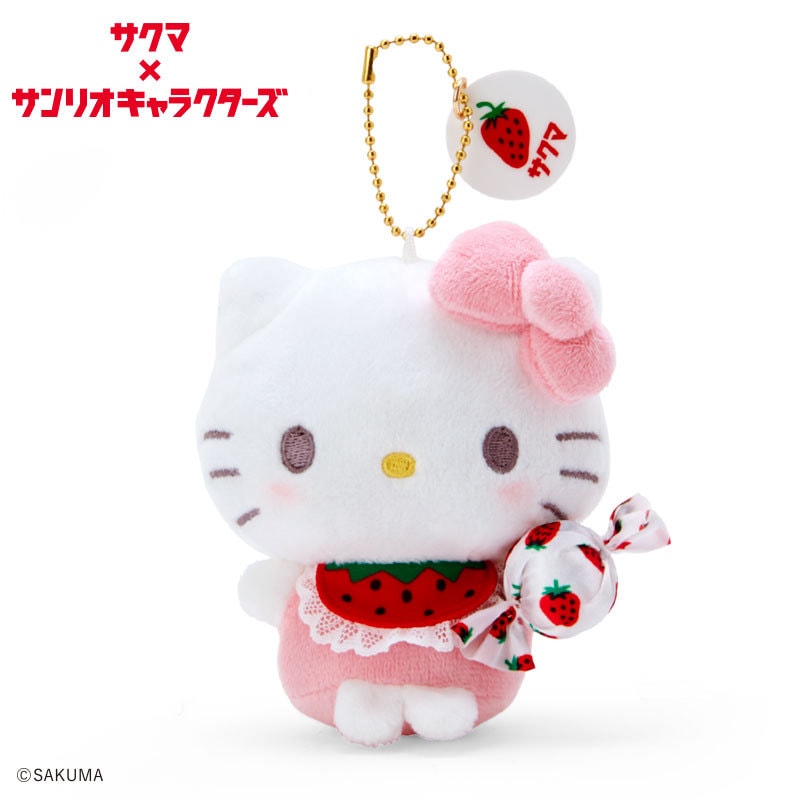 【日本直郵】日本三麗鷗SANRIO 限定款 節日禮物 禮物 草莓版KITTY玩偶掛飾 1個 8.5×7×13cm