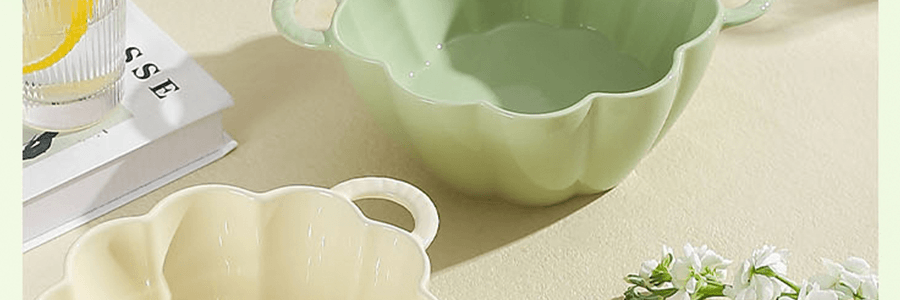 川島屋 奶油風雙耳湯碗 陶瓷碗餐具沙拉碗 盛飯盛湯 淡粉色 1400ml