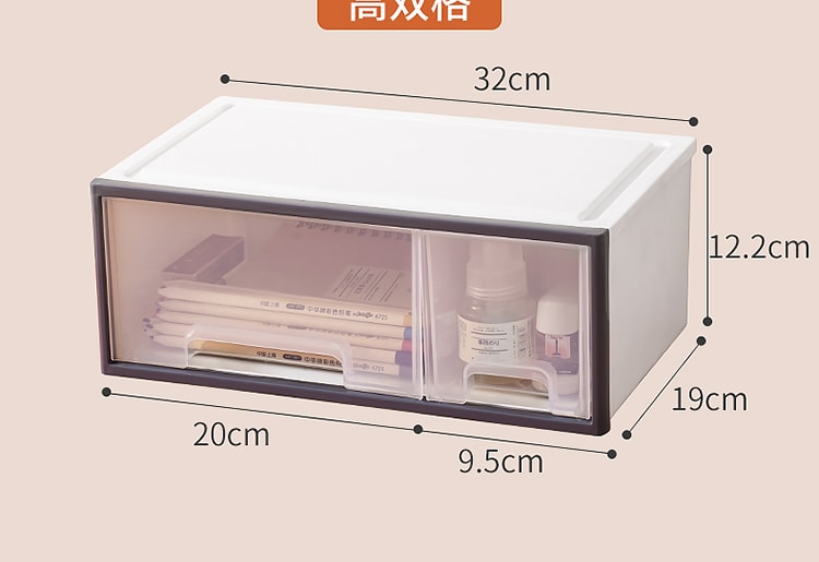 药品 化妆品 文具收纳盒 ROSELIFE 可拆卸 自由组合  4层收纳盒 [TFBC] 两低一高5抽屉  5插槽桌面整理盒 透明