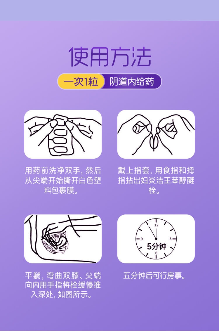 【中國直郵】 婦炎潔 壬苯醇醚栓 避孕栓女性專用避孕 放陰道事前外用液體凝㬵 8粒/盒
