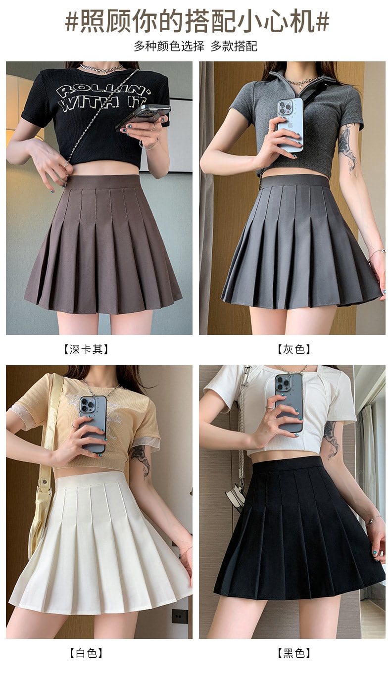 【中国直邮】爪哇岛 夏季新品 高腰显瘦 jk百褶裙学院风 XS码 灰色款