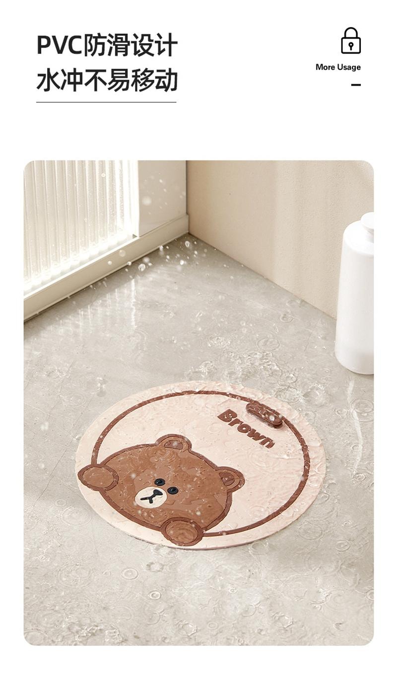【中國直郵】 日本 LINE FRIENDS 地漏封閉蓋 衛生間排水口 防臭矽膠墊 浴室下水道封口蓋 防蟲反味神器 布朗款 1片裝