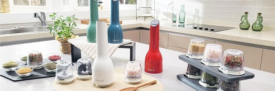 FINAMILL 快卡式全自动香料研磨器 胡椒花椒海盐研磨器 姜妍同款白色 两个料仓可替换