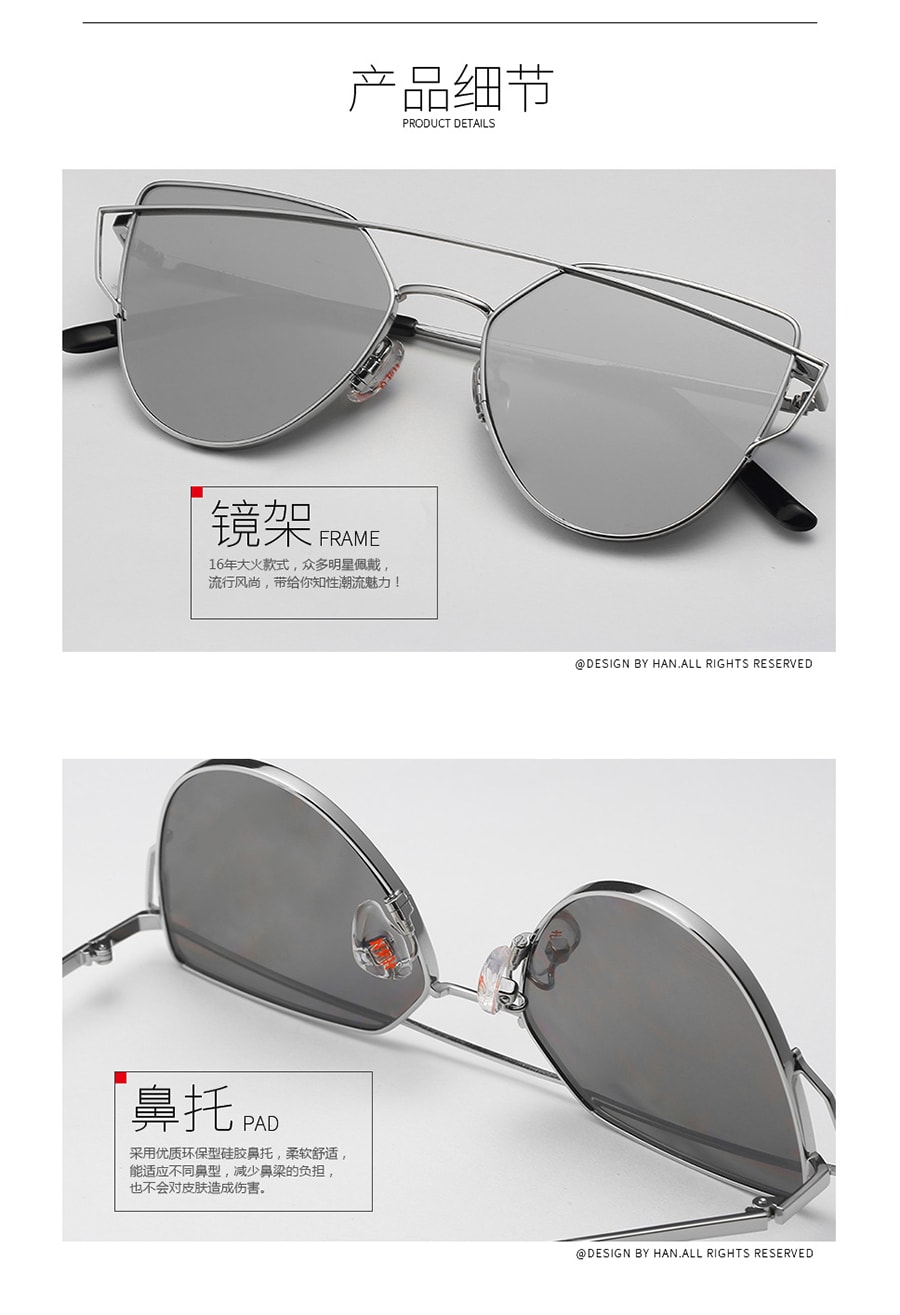 DUALENS 不锈钢防UV太阳眼镜 DL82004 Gold 金框银色片