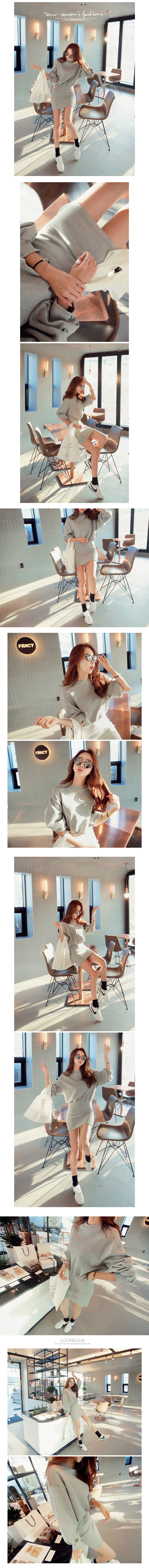 KOREA Puff Sleeve Sweatshirt Dress #Grey One Size(S-M) [Free Shipping]
