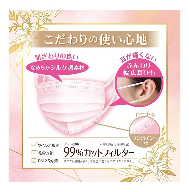 【日本直郵】Hakugen Earth 白元株式會社 小顏口罩 粉紅色 5枚