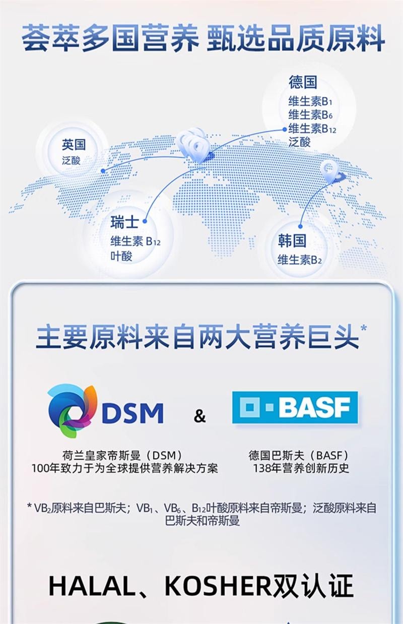 【中国直邮】 汤臣倍健 B族维生素片 复合多种vb叶酸b2b6b12烟酰胺h维c 90片