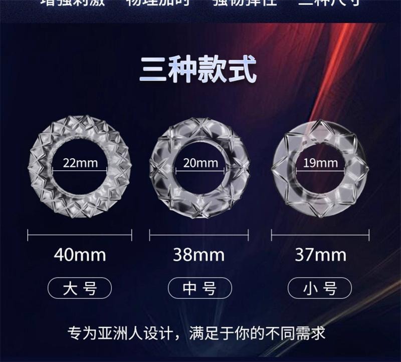 【中国直邮】 第6感 锁精环男用品防射持久延时根部套神器羊眼圈高潮套3只装