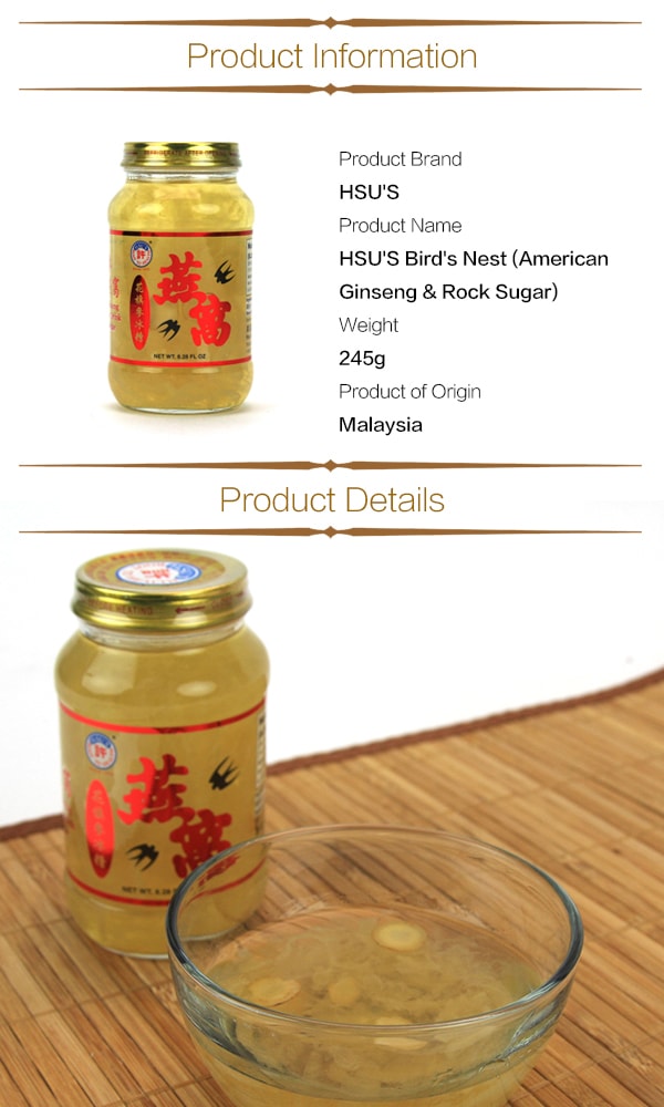 Hsu‘s Bird's Nest with American Ginseng & Rock Sugar 245g