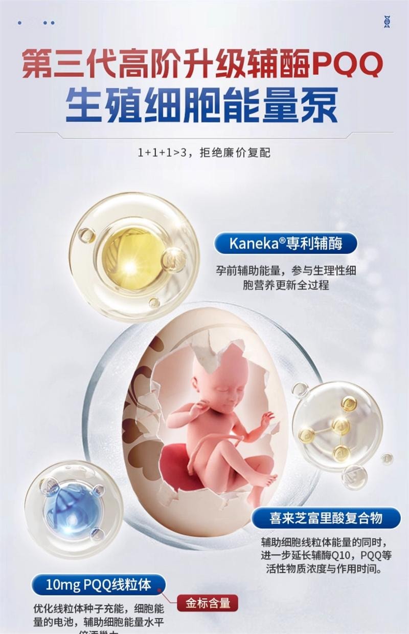 【中国直邮】 沿寿 辅酶q10备孕还原型线粒体PQQ泛醇质量孕前吃30粒/盒