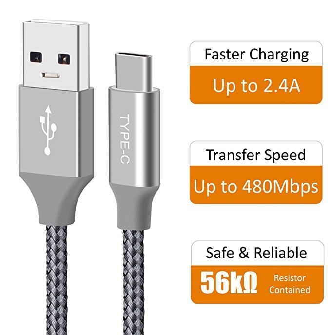 USB Certified Type C Cable USB C to USB A Charger (6.6ft 2 Pack) Nylon Braided Fast Charging Cord
