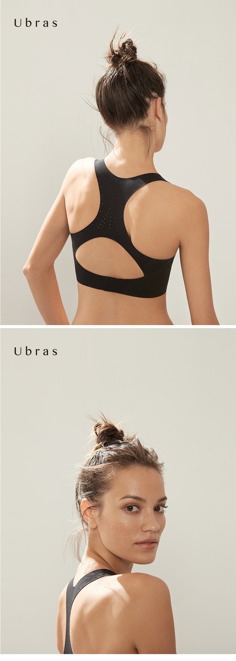ubras 【清倉-巨折】瑜珈健身跑步防震 高強度鐳射打孔運動胸罩 黑色 XL