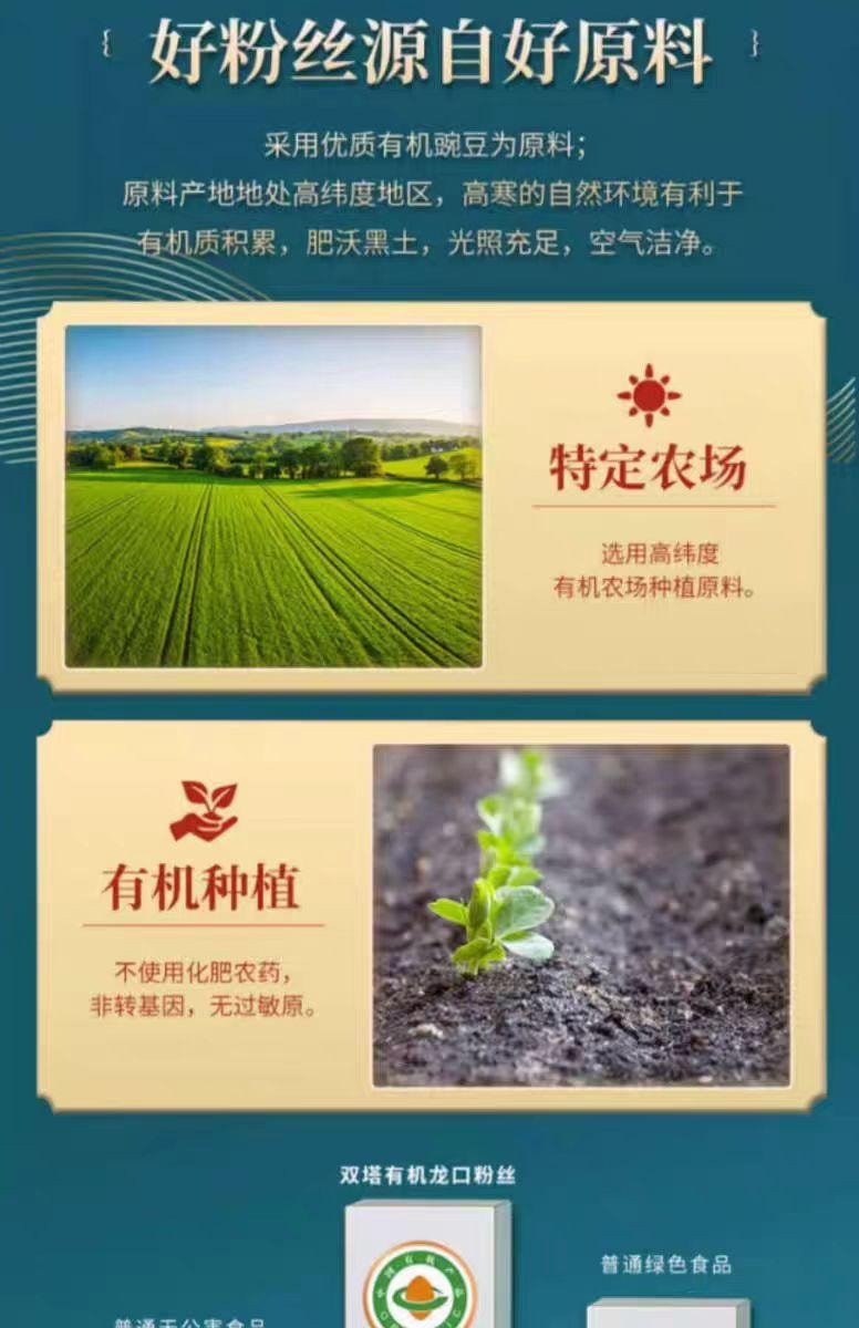 【中國直郵】 雙塔 有機龍口粉絲100g*1袋