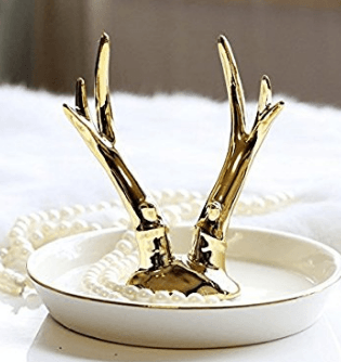 Ring Dish Ring Holder Jewelry Organizer for Ring Earings Necklace Holder or Bracelet Display Stand- Gold Deer