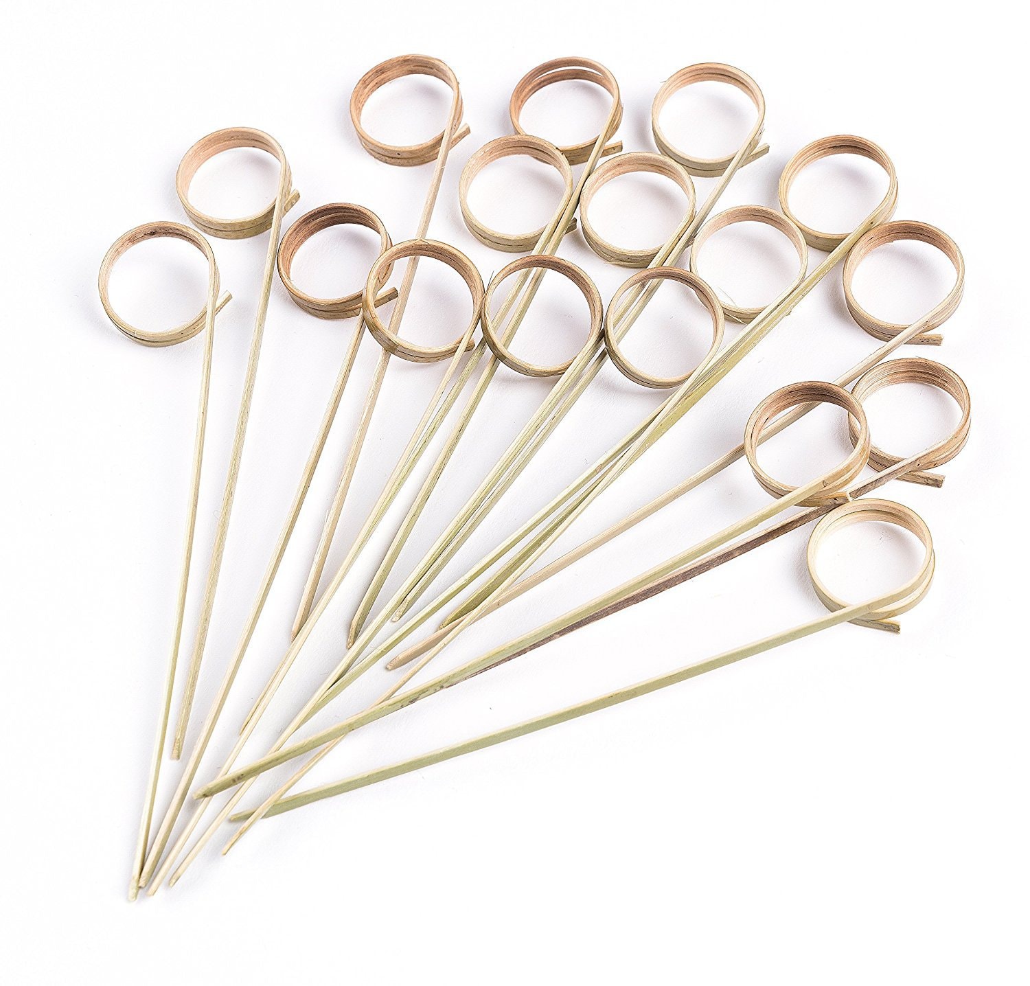 Cocktail Picks Handmade Bamboo Toothpicks 4.7” Circle Knotted in 100 Counts