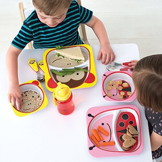 SKIP HOP Baby Zoo Little Kid and Toddler Melamine Feeding Bowl Multi Blossom-- Multi Marshall Monkey