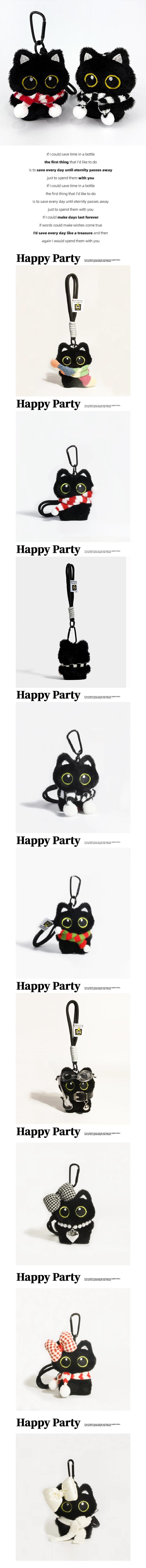 【中国直邮】 HSPM 新款可爱小黑猫书包挂件毛绒公仔挂件