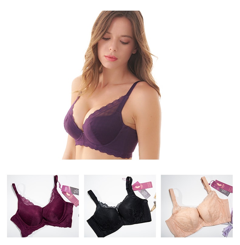 Bras Stylish Lace Thick Cup Bra Purple 70B #11168 - Yamibuy.com