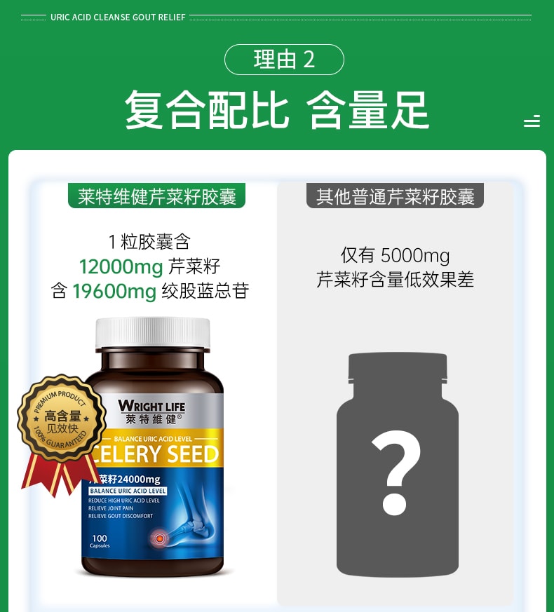 【中国直邮】莱特维健 高浓西芹籽精华胶囊100粒平衡芹菜籽保健品