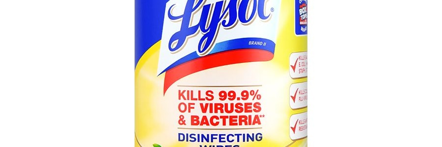 Lysol 殺菌消毒濕紙巾 99.9%殺死細菌病毒 3倍清潔力 80錠 柑橘香型