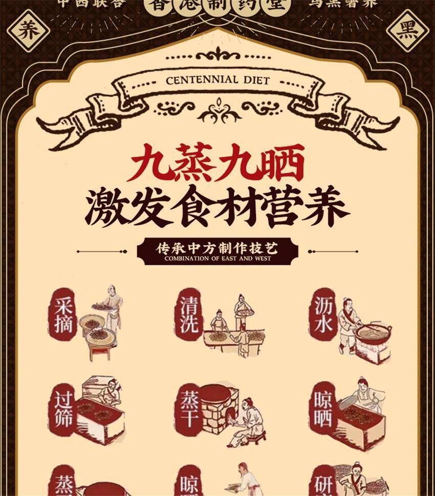 【中国直邮】 香港制药堂 九黑粉 黑芝麻糊核桃黑豆桑葚粉 五谷杂粮五黑粉无糖养发固发代餐粉 500g/罐