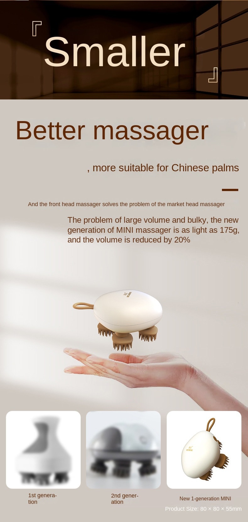 【輪滑世界冠軍郭丹代言品牌】中國 和正HEZHENG 頭部按摩器全自動頭皮按摩爪電動防水按摩儀 白色 1件