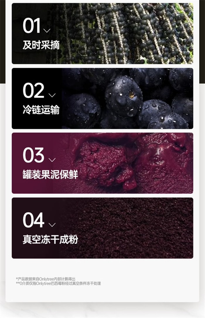 【中國直郵】onlytree 冷凍乾燥純巴西莓粉 豐富花青素膳食纖維沖飲蔬果粉 35g/袋