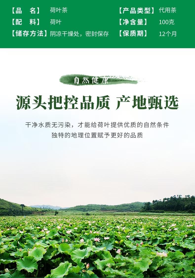 泷御堂 荷叶茶 手工筛选 新鲜自然 原色原味 荷香四溢 嫩叶清新 入口芬芳 100g