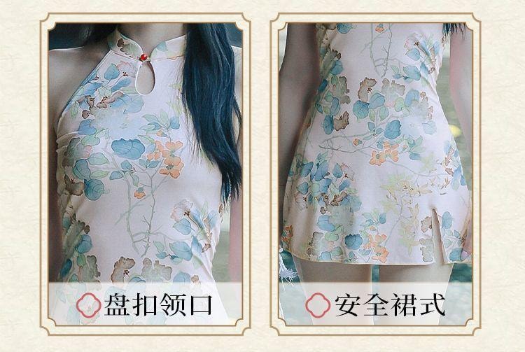 【中国直邮】 亦美珊 显瘦国风纯欲风新中式泳衣 荷花粉色L码