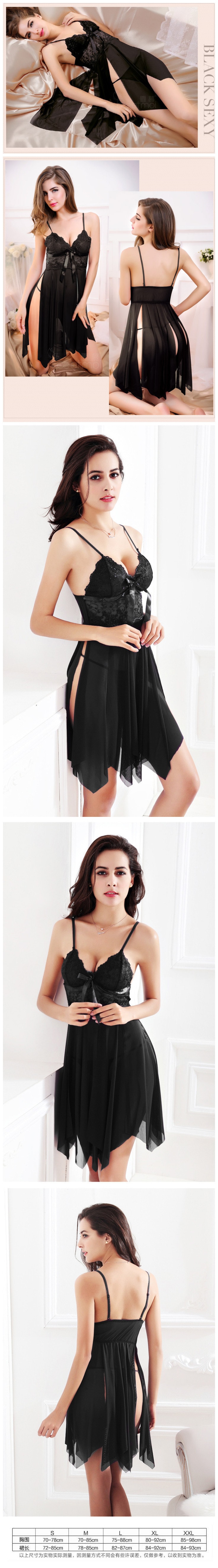 Sexy Lingeries Uniform Temptation Transparent Sleepwear Black Size M