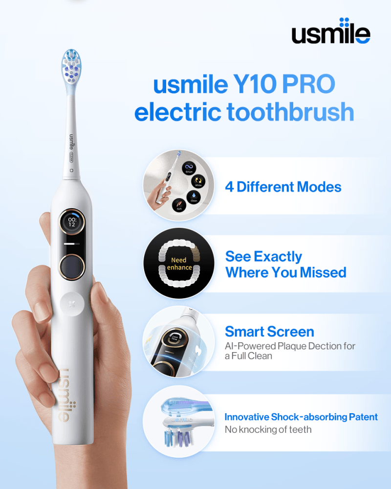 USMILE 升級版口腔護理盥洗包套餐 黑色五限時特價 1組 Y10PRO人工智慧引導電動牙刷+C10便攜式沖牙器