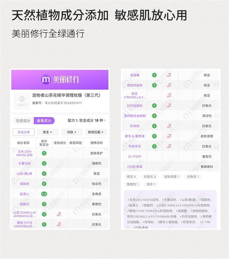 【中国直邮】 造物者 山茶花精华软膜 粉清洁收缩毛孔紧致提亮熬夜补水面膜涂抹式 7对/盒