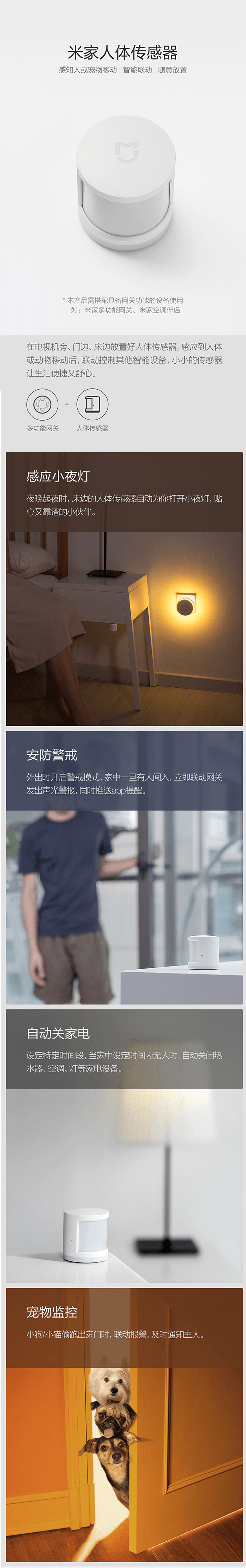 【中国直邮】小米有品米家人体传感器 白色