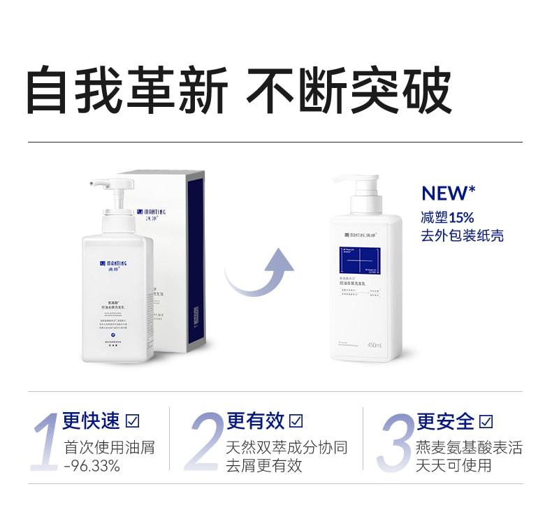 【中国直邮】 满婷 氨基酸控油去屑洗发乳250ml 去屑小蓝方 止痒清爽
