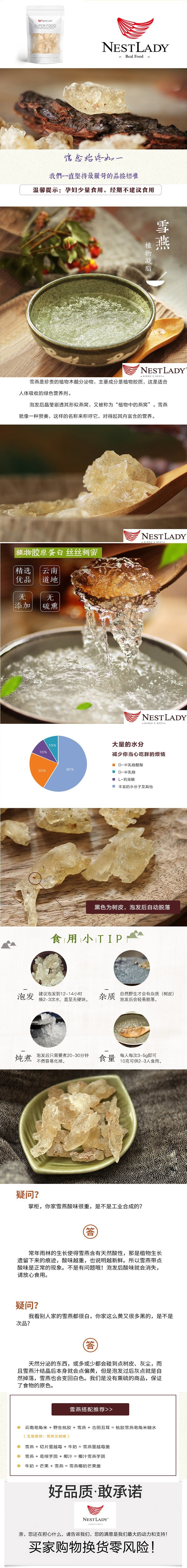 美國NESTLADY 天然野生雪燕 110g 補水保濕 印度種植與收穫 . 可搭配桃膠/皂角米/桂圓肉. 燕窩伴侶
