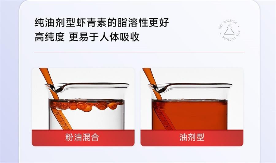 【中国直邮】 五个女博士 12mg虾青素胶囊口服雨生红球藻进口白番茄 30粒/瓶(小红书种草推荐)