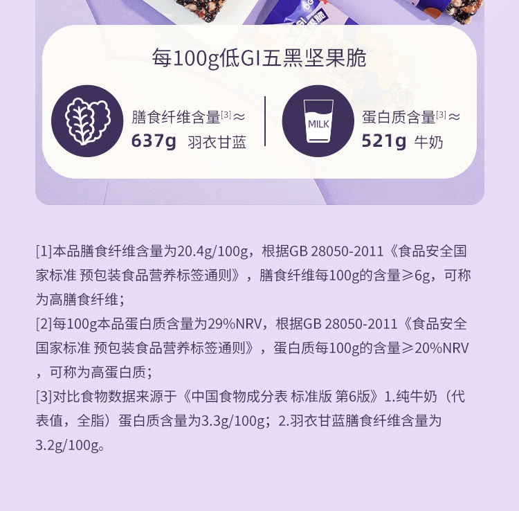 DGI 低GI无糖精五黑坚果脆蛋白代餐饱腹脂卡孕妇100克*1包