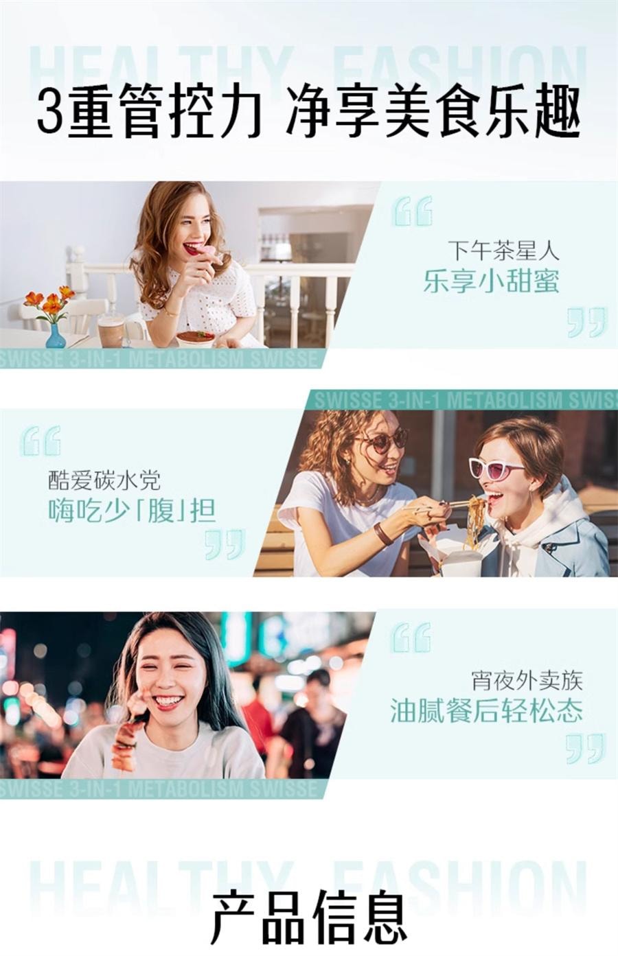 【中国直邮】 澳洲 Swisse 3合1代谢热控丸 阻断碳水脂肪控糖阻油燃脂片 非白芸豆阻断剂大餐救星吃油丸60片/瓶