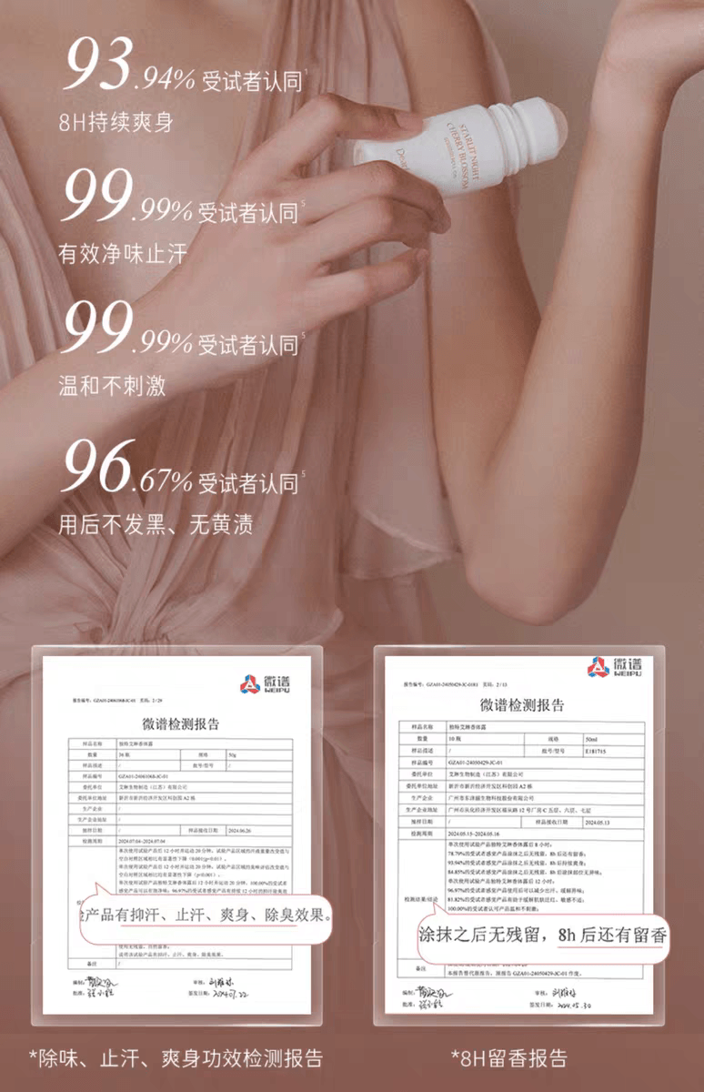 【中国直邮】 独特艾琳 香氛香体露 腋下干爽滚珠持久留香止汗走珠液#橡木苔的夏 50ml