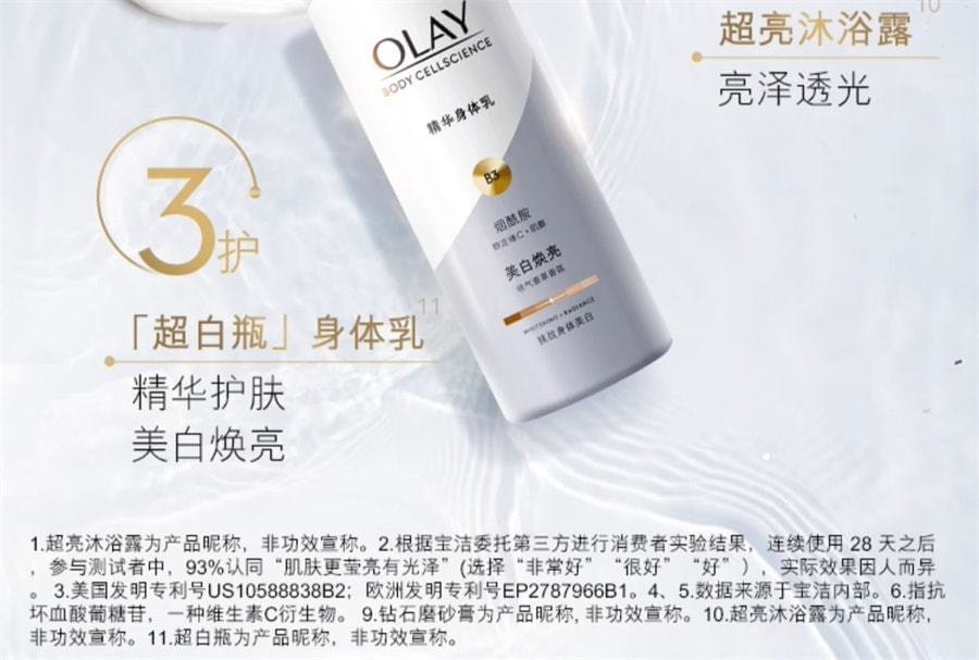 【中國直郵】 美國 OLAY 玉蘭油 煙酰胺沐浴露 沐浴乳液男女士夏季身體清潔 亮澤透光500g/瓶