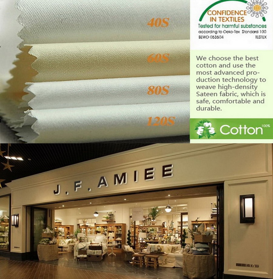 J.F.AMIEE 100% 纯棉白缎条枕套一对装 queen