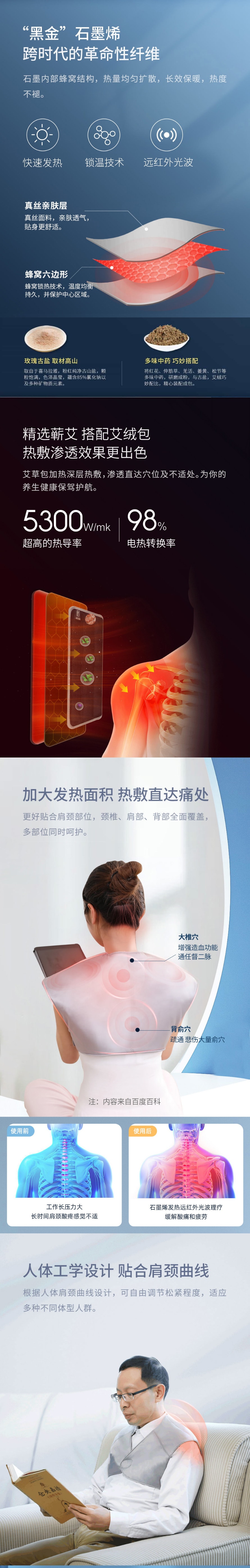【中國直郵】小米有品 酷輕鬆石墨烯遠紅外線理療祛濕 熱敷真絲頸帶